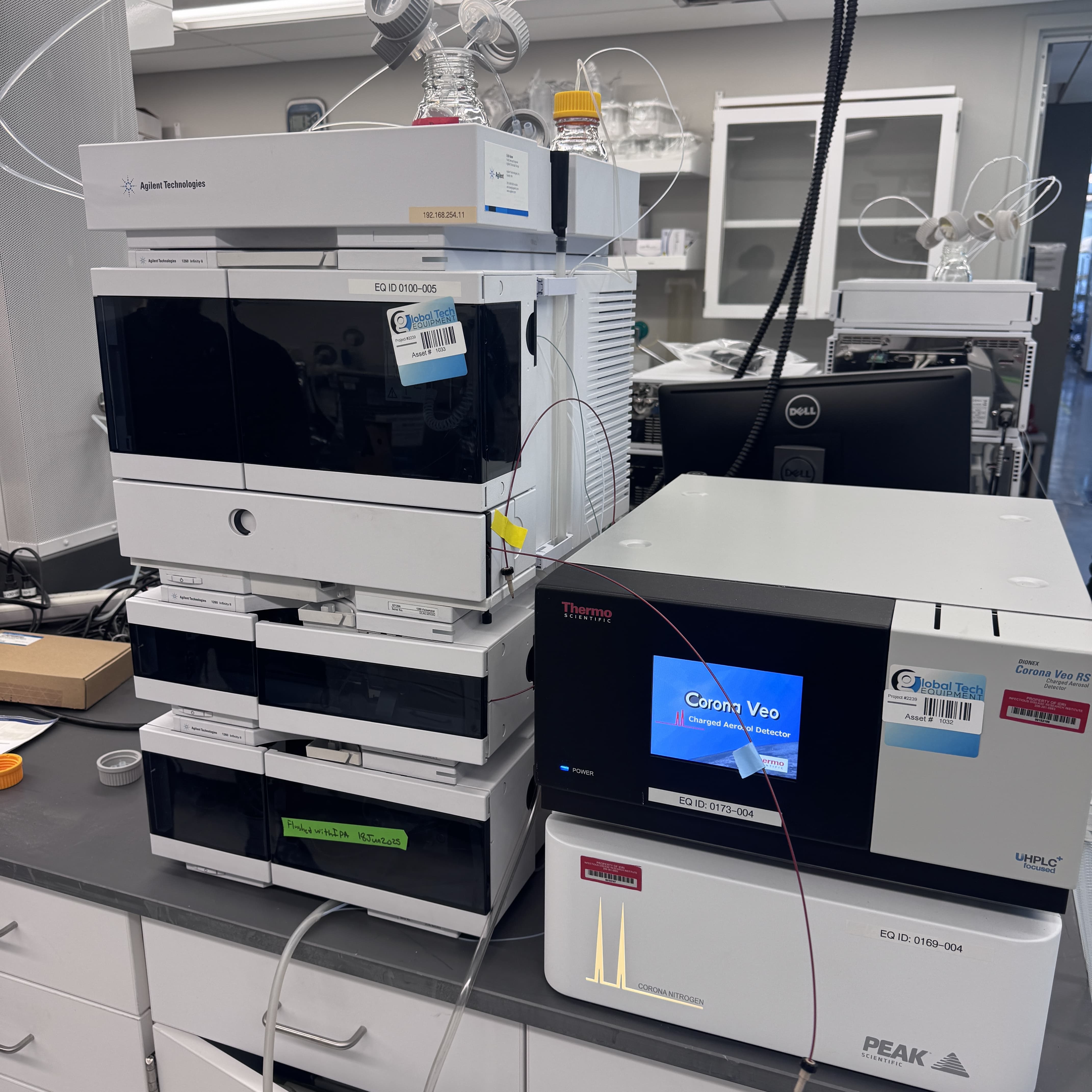 Thermo Corona Veo RS CAD Detector with Peak 1010 Nitrogen Generator *for sale combined with Asset #1033 Agilent 1260 II HPLC